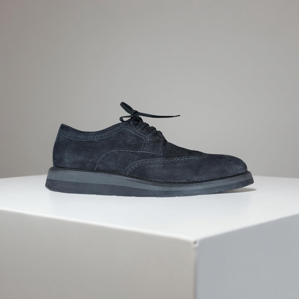 Vince Men’s Stamped Suede Pryce Wingtip Oxford Shoes Charcoal Size 8.5